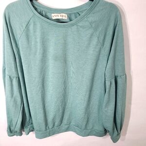 Knox Rose‎ Women's Size Large Sweatshirt Balloon Sleeve Soft Lightweight Green
